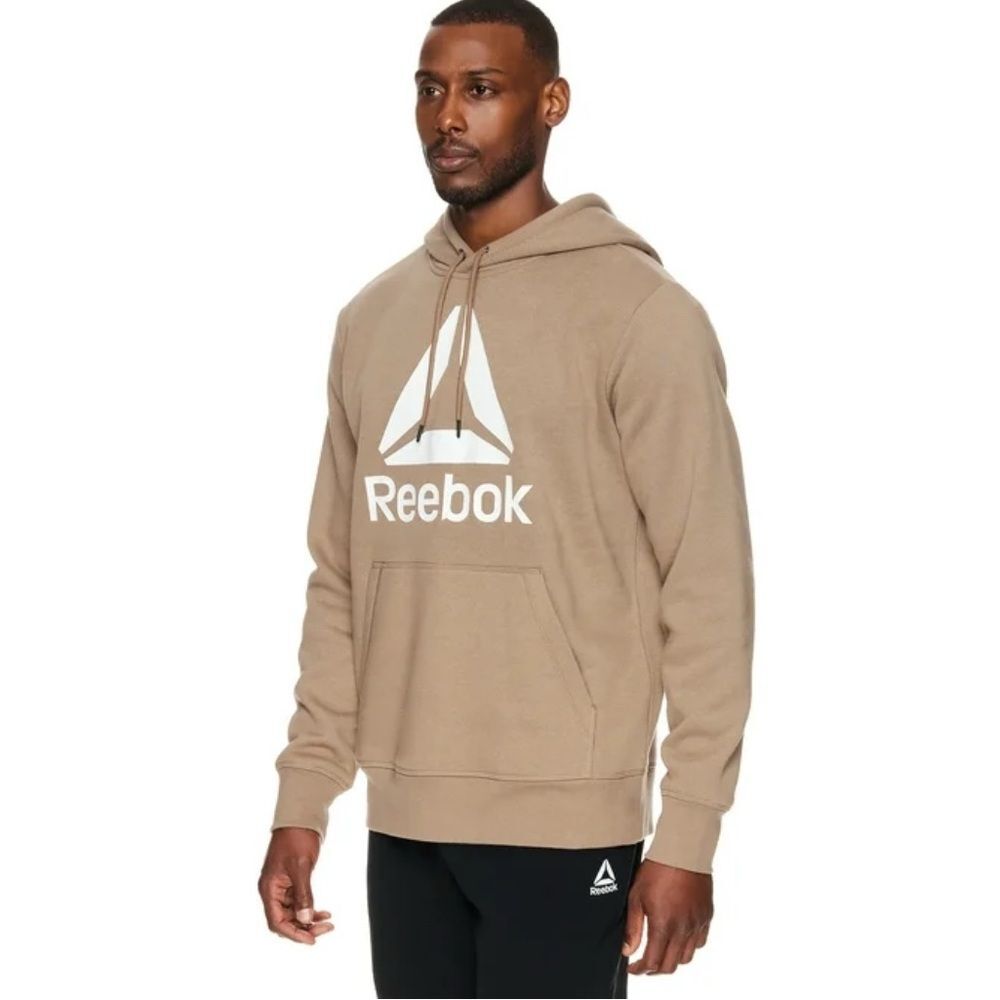 Reebok Logo graphic fleece lined active hoodie in White pepper size medium NWT